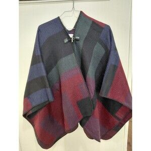 Calvin Klein Women’s Shawl Poncho One Size Red/Maroon/Black Green